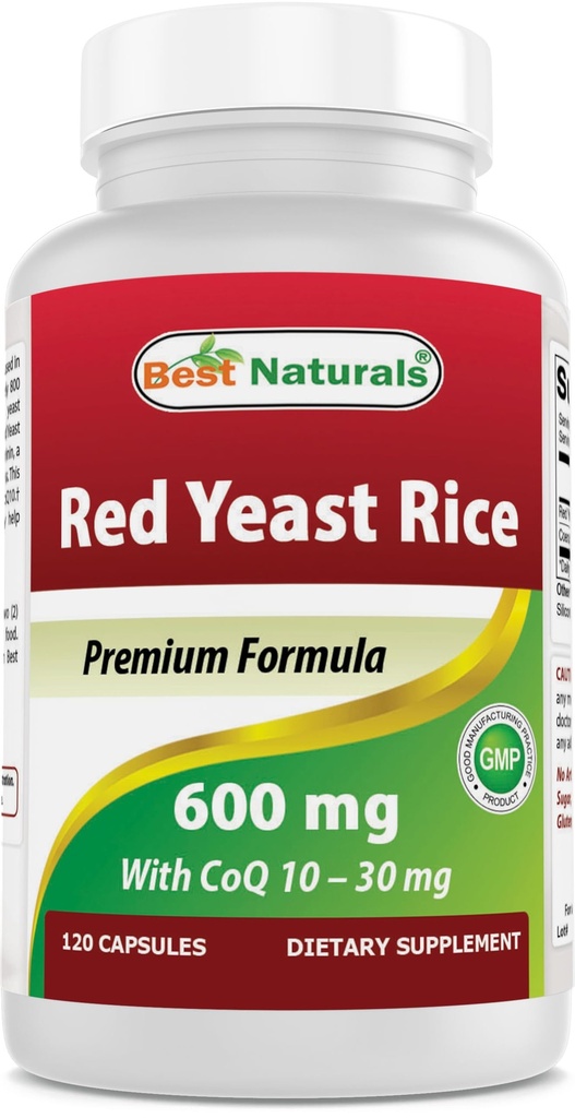 Nejlepší Naturals Red Yeast Rice s CoQ10, 120 Kapsle - Kardiovaskulární vzorec Obsahuje 600 mg Red Yeast Rice ans 30 mg CoQ10