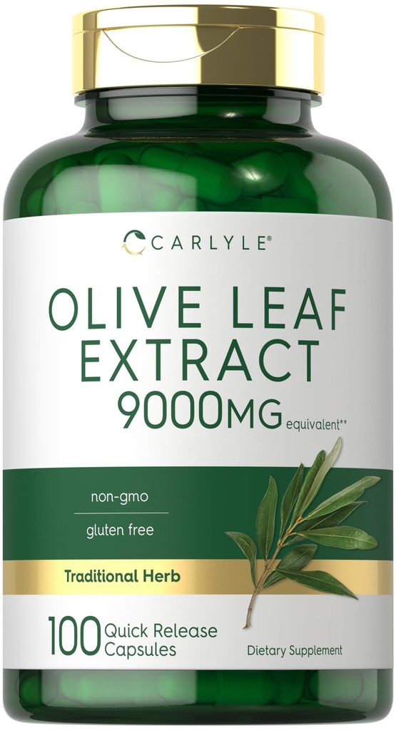 Carlyle Olive Leaf Extract Kapsle 124; 9000mg Capsle 124; 100 Count Capsule 124; Non- GMO, gluten Free Capsule 124; High Potency Dodatek