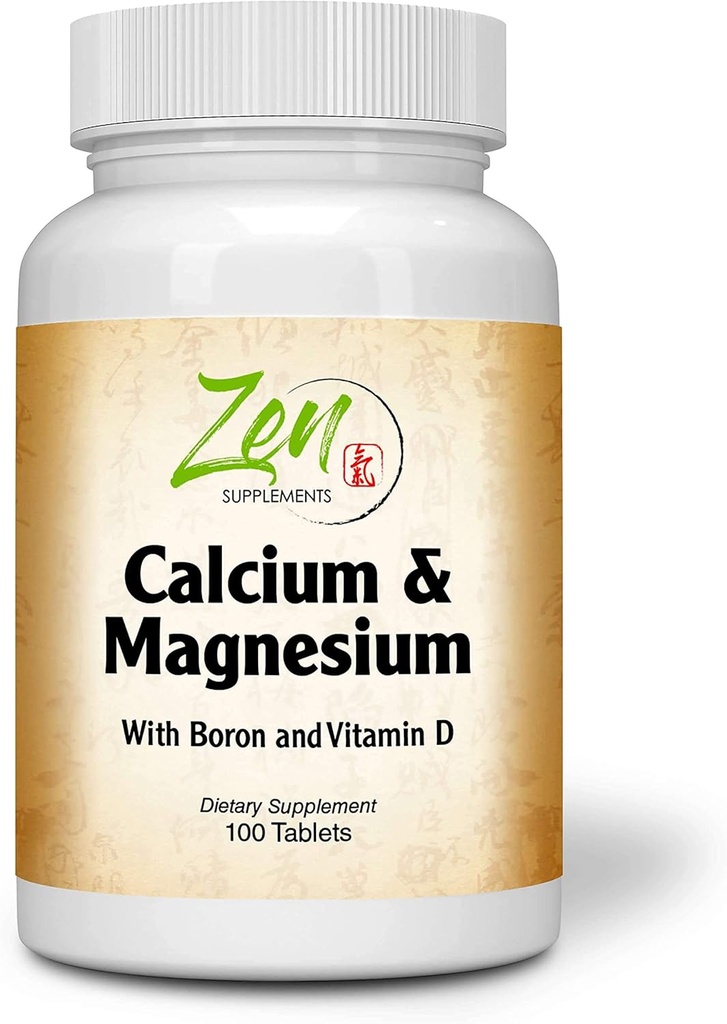 Zen doplňky - Hi potency vápník & hořčík s D3 & Boron pro zlepšení absorpce, podporuje zdraví kostí a hustota kostí 100- Tabs