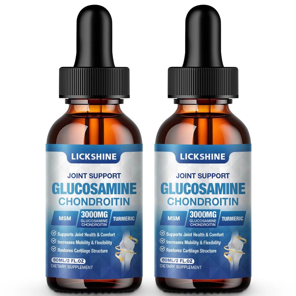2 Pack Glucosamine Chondroitin MSM Liquid Drops - Extra síla Společná podpora Dodatek pro dospělé s Quercetin Boswelia, Bromelain, Hyaluronic Acid, Antioxidant Imunosupport (4 Fl oz)