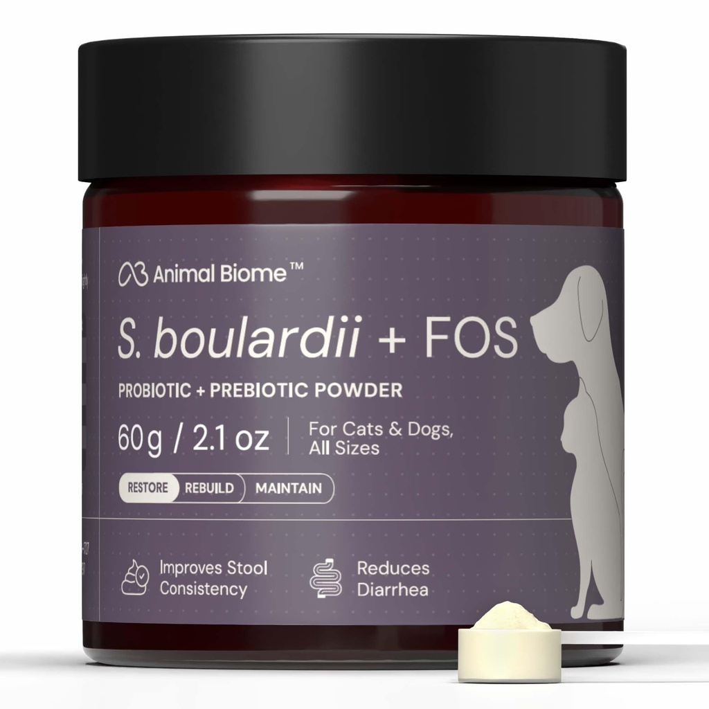 AnimalBiome Pet Probiotics - S. boulardii + FOS Probiotický a prebiotický prášek pro psy a kočky 60 g