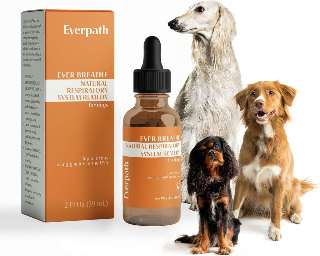 Everpath Respirační podpora pro psy - 2 Fluid Ounces / 60mls CLAS124; Made in The USA CLAS124; Zvyšuje imunitní podporu a zdravé dýchání CLAS124; Zvyšuje respirační funkce CLAS124; Přírodní řešení pro zvířata v zájmovém chovu