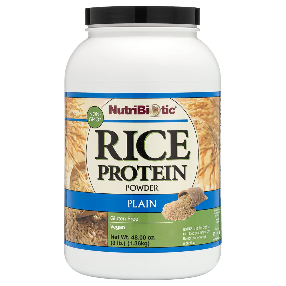 Nutritional Biotic Plain Rice Protein, 3 Lb (1.36kg) Yellow 124; Low Carb, Vegan & Raw Protein Powder Yellow 124; Grown and processed Without Chemicals, Gluten or GMO Yellow 124; Keto Friendly & Easy to Digest