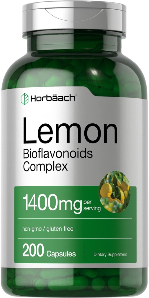 Horbäach Lemon Bioflavonoidy dodatek 124; 1400 mg CLAS124; 200 kapslí 124; Komplex s Rutin a Hesperidin CLAS124; Non- GMO a gluten zdarma