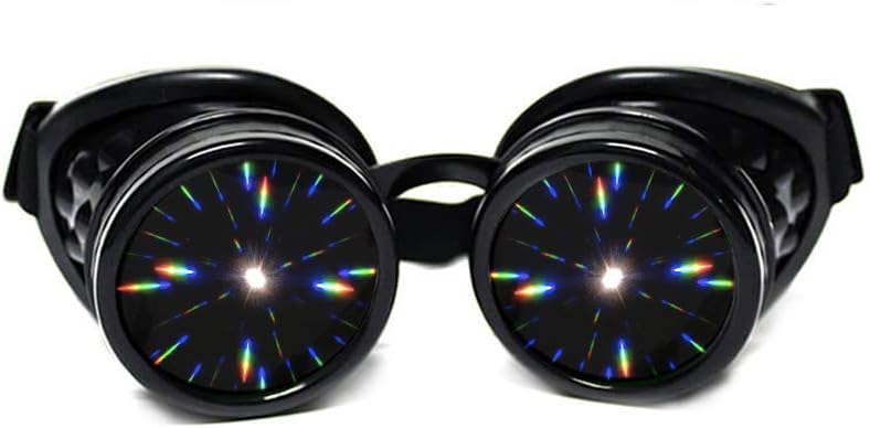 GloFX Black Polted Difraction Goggles, Tinted Lenses, Limited Edition - Raves, EDM Festival příslušenství, Light Show, Club, Concert Wear - 3D Rainbow Prism Fractal Kaleidoscope