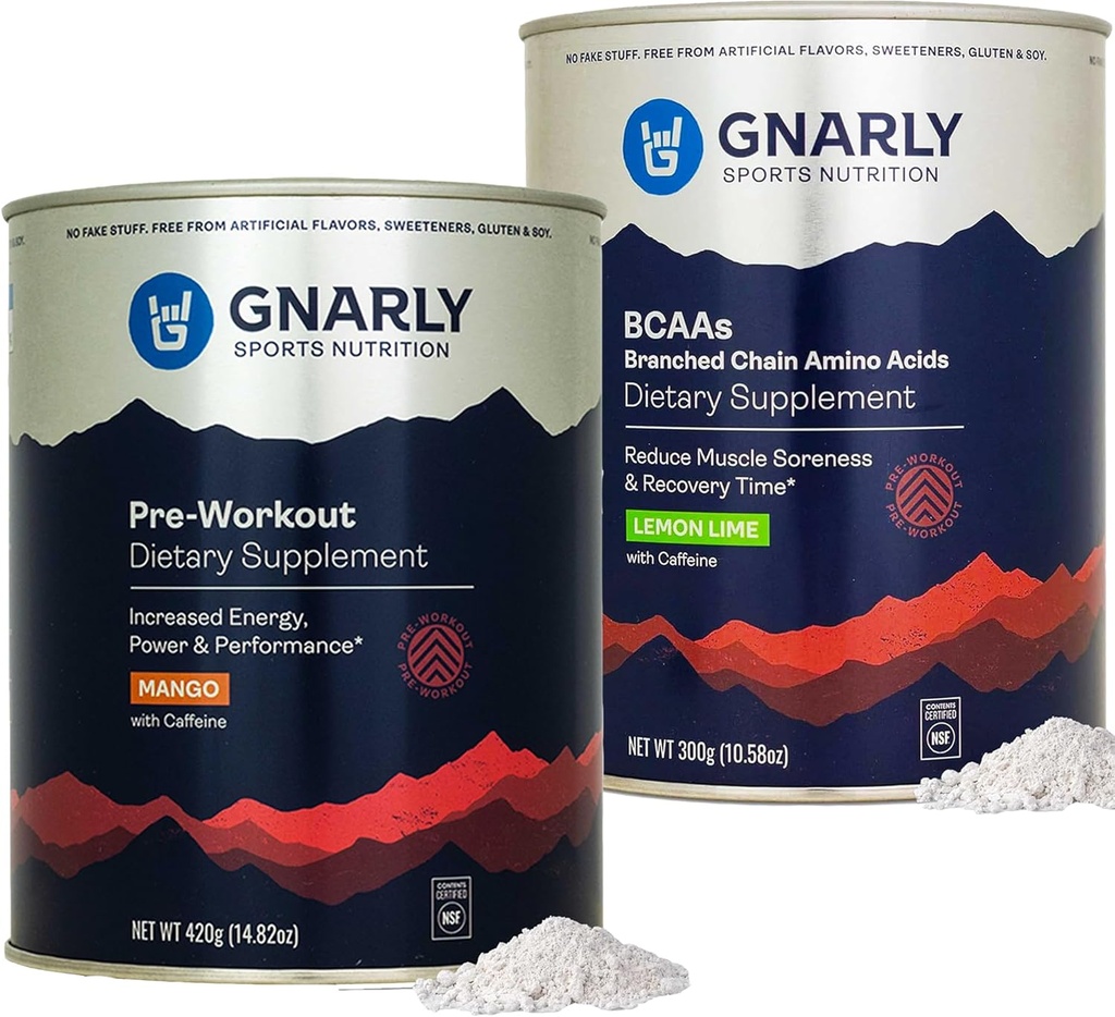 Gnally Nutrition Preworking Mango (14.82oz) BCAAs Lemon Lime (10.58oz)