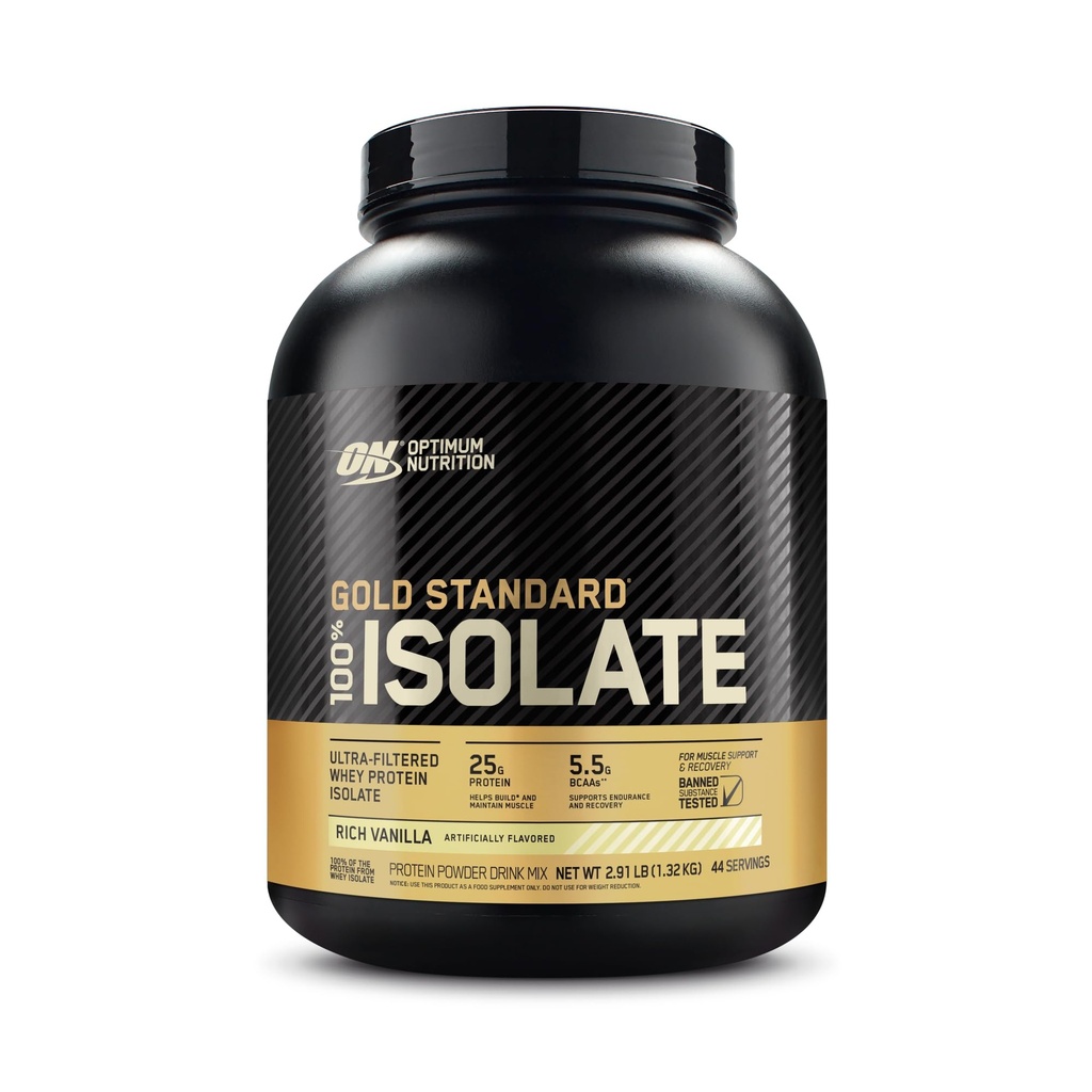 Optimum Nutrition Gold Standard 100% Izolát, Protein Powder, Rich Vanilla, 2.91 Pounds, 44 Servings. Syrovátkový protein izolát (balení květen Vary)