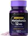 Carlyle Melatonin 12 mg Fast Disold 180 Tablety CLAS124; Drogy zdarma CLAS124; Natural Berry Flavor CLAS124; Vegetarian, Non- GMO, gluten zdarma
