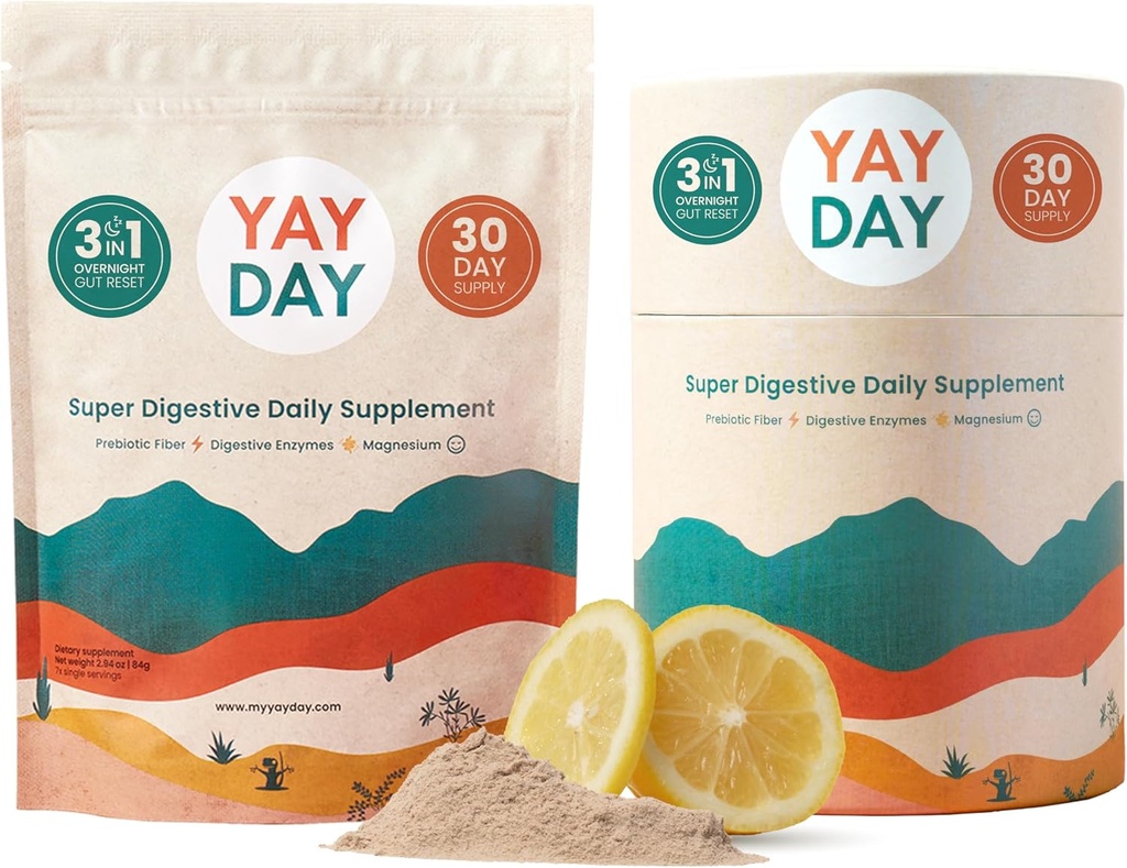 Stravovací Enzymy Prebiotická Vláknina dodatek Powder Bundle - Daily Gut Health + Magnesium Powder for Deep Sleep, Regularity, Bloating & Constision Relief - Citrus (37 Služeb)