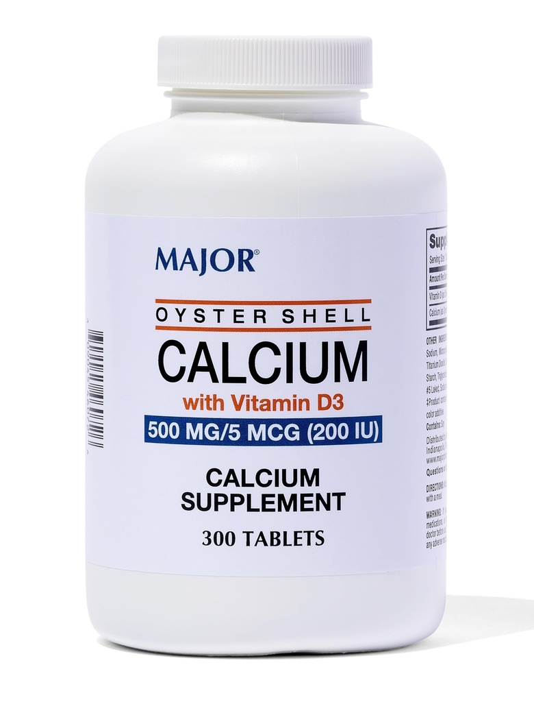 Vápník s vitaminem D3 500 mg / 5 mcg (200 IU) - denní doplněk vápníku - 300 tablet (1 balení)