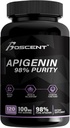 Apigenin dodatek 100mg z Heřmánek Extract 120 Počet - 98% purity - Apigenin dodatek pro spánek, nádech, kódování, zdraví prostaty - Výborná pomoc při spaní, Non- GMO, No Fillers - 4- Month Supply