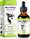 Mléko Thistle pro psy, Pes Játra Support Kapky - Pes Mléko Thistle pomáhá Peg Játra Detox, Pet Supplement Opers with Salmon Oil, Curcumin C3 Complex a Omega 3 EPA & DHA, Bacon Flavor - 2 fl.oz