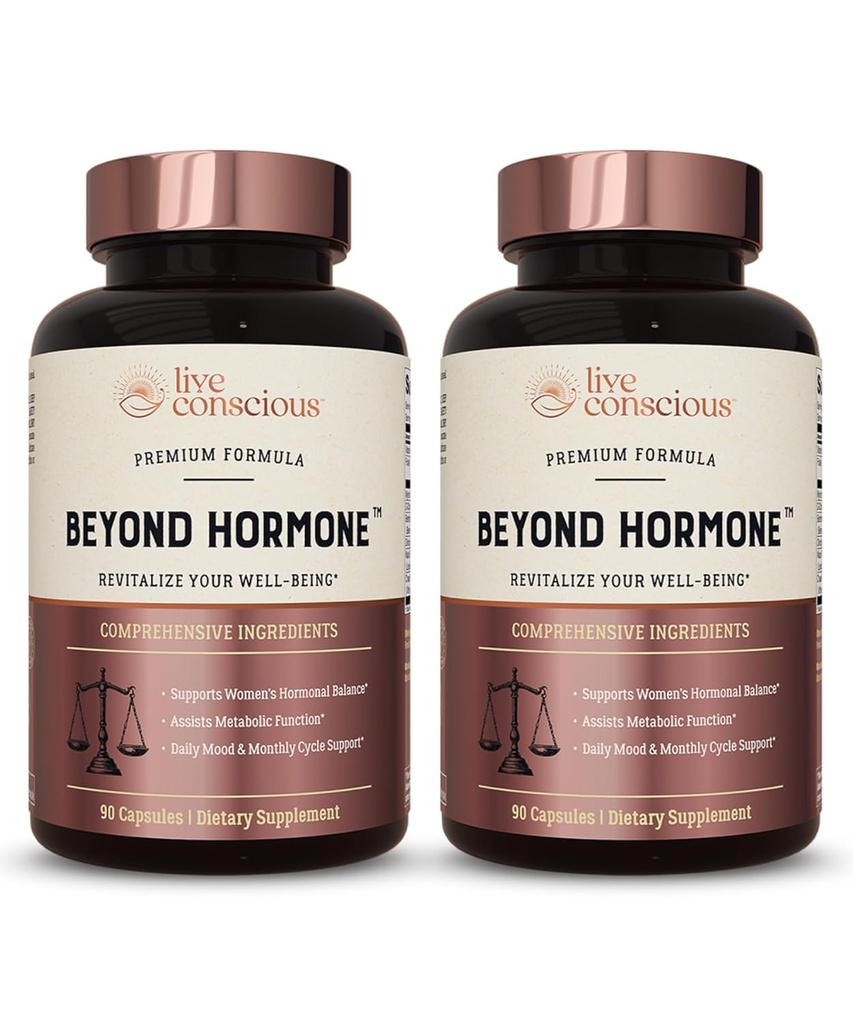 Live Conscious Beyond Hormon Daily Menopauza & PMS dodatek - Podpora metabolismu a zdravá rovnováha estrogenu pro ženy - Berberine, DIM, Chaste Tree Berry, Maca Root, Myo & D- Chiro- Inositol - 90 Ct.