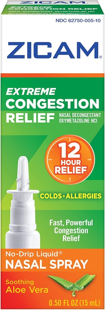 Zicam Extreme Congestion Relief No- Drip Liquid Nasal Spray with Soothing Aloe Vera, 0.5 Ounce (Balení po 2)