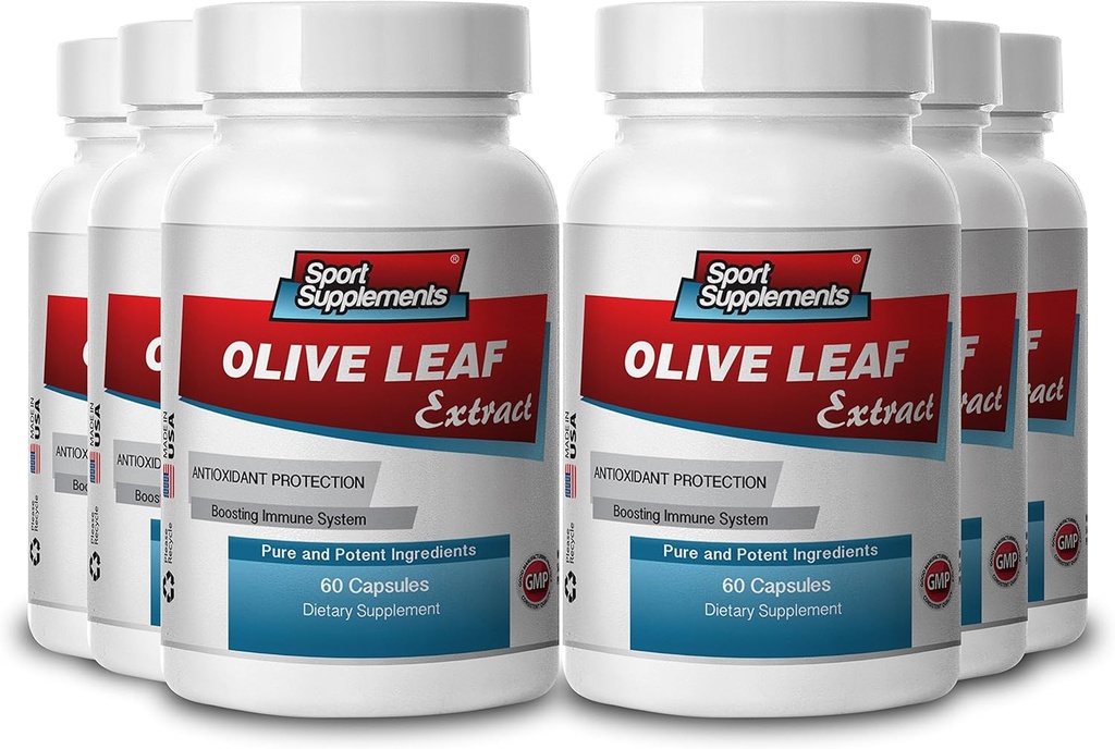 Sportovní doplňky Olive Leaf Extract Výkonný antioxidant, imunitní systém zdraví 500mg (6 lahví, 360 kapslí)