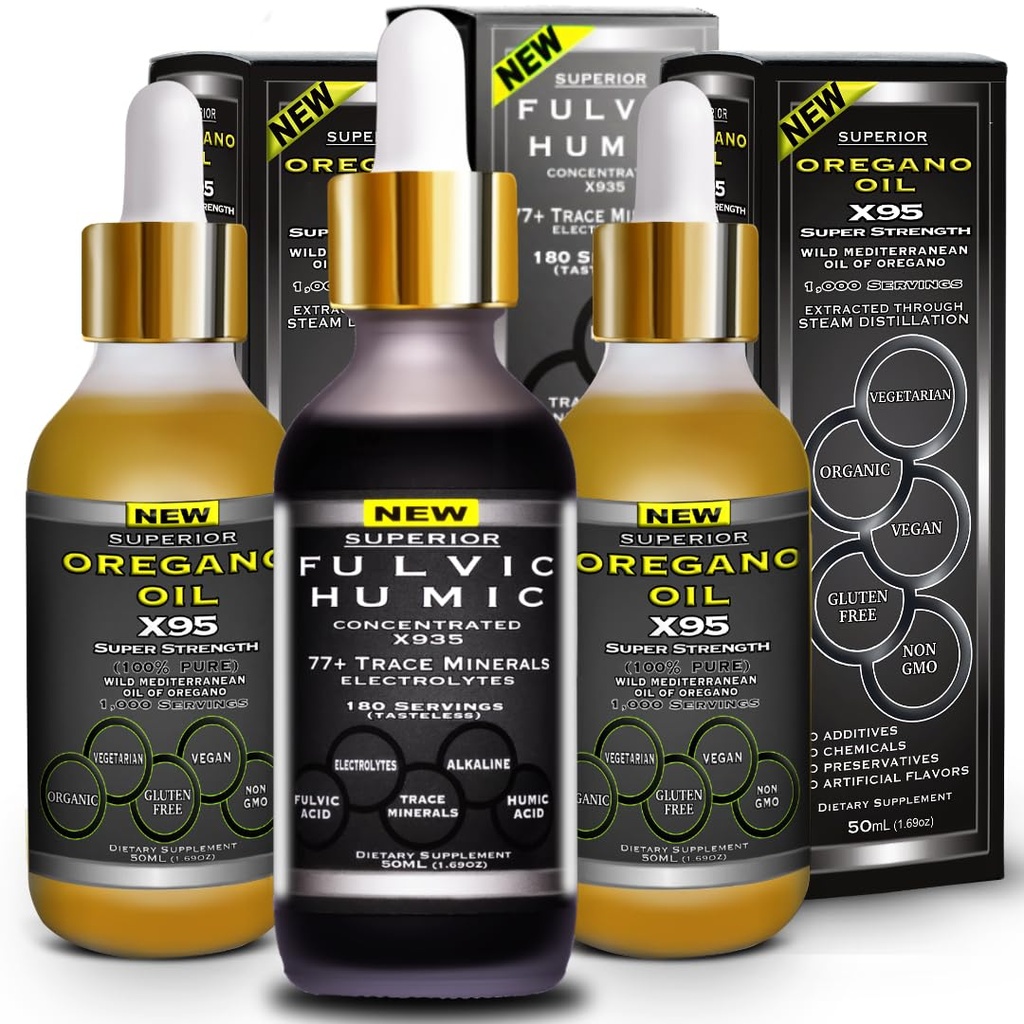 Fulvic Humic Acid Ionic Stopy Minerály s Electrolytes Liquid Supplement Plus Oregano Oil kapky super síla více versatile pak olej z oregano Softgels a kapsle