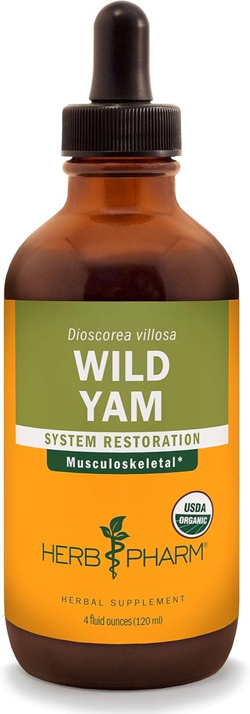 Herb Pharm Certified Organic Wild Yam Liquid Extract for Muskuloskeletální systém Support - 4 Ounce