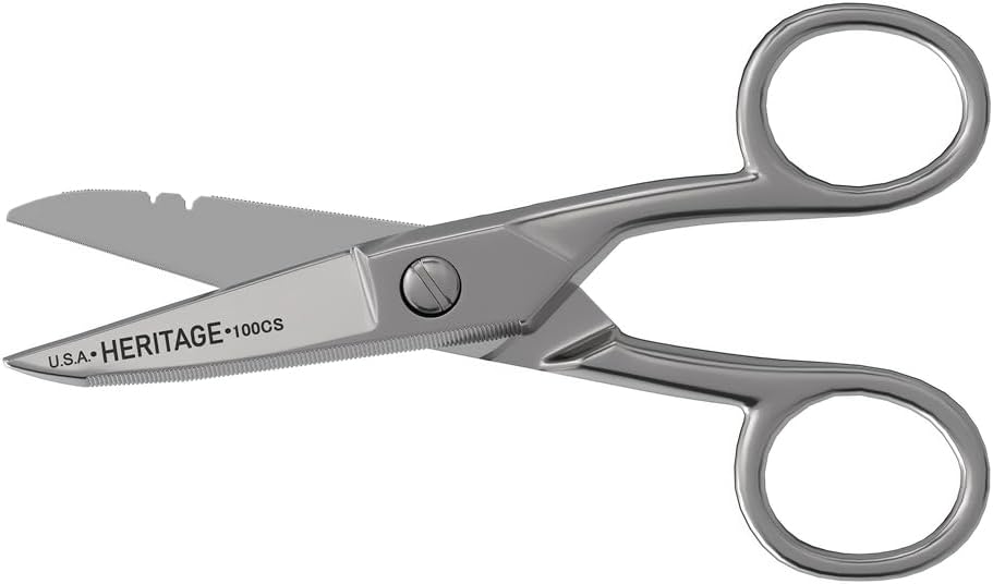 Klein Tools 100CS All- purpose Precision Nuts, Made in USA, 5.25- Inch Nickel- Pokovené snips, Blunt Tip, a Drátěné Stripping Noteches, Multi- Účel pro profesionální a domácí použití
