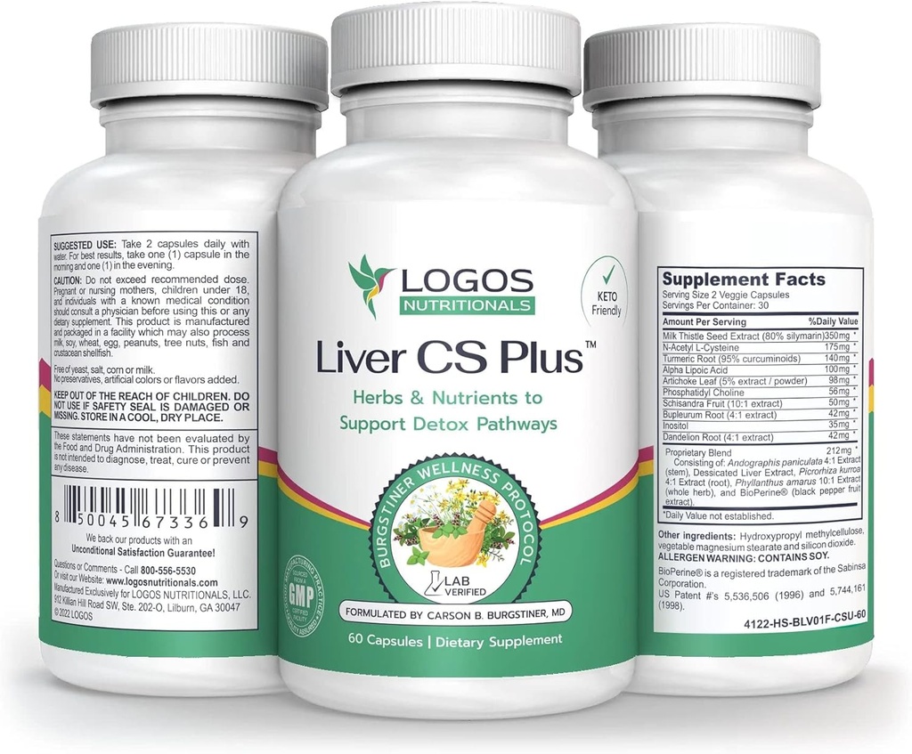 Logos Nutritionals- Jaterní CS Plus- 60 Výkonný jaterní detox Formule Veggie Caps- Zvýšení Glutathione a snížení oxidativního stresu.