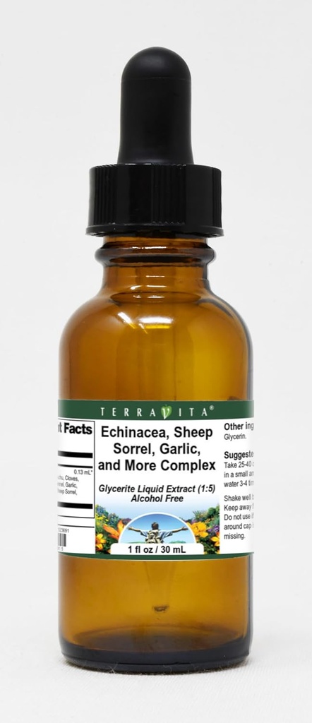 Terravita Echinacea, Sheep Sorrel, Česnek, a více komplexní glyceritový tekutý extrakt (1: 5) - No Flavor (1 oz, ZIN: 523691)