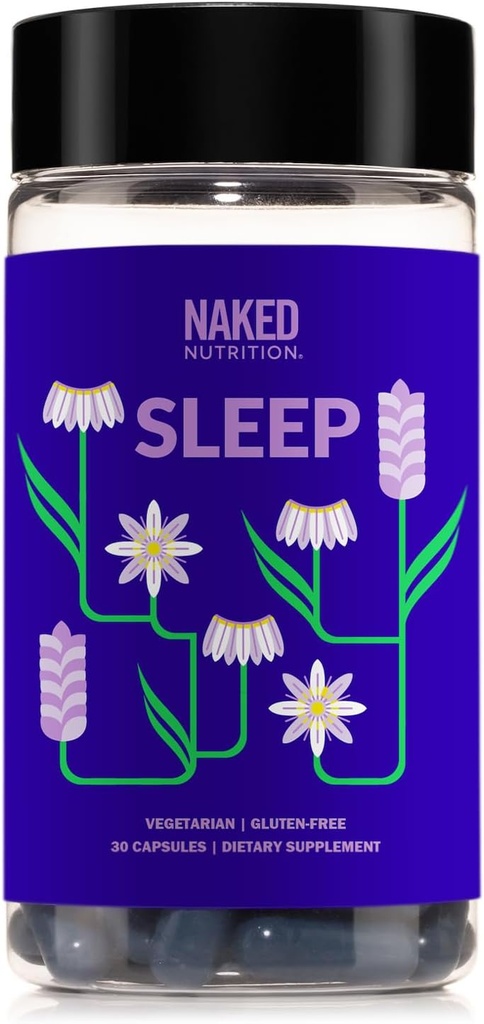 Nahý spánek - GABA L Theanine Natural Sleep Aid - Lemon Balm, Levandule a Melatonin pro lepší relaxaci a kvalitu spánku - Bezlepkové a vegetariánské - 30 Kapsle