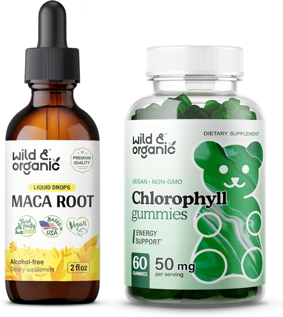 Wild & Organic Maca Root Tincture 2 fl oz & chlorofyl gumy