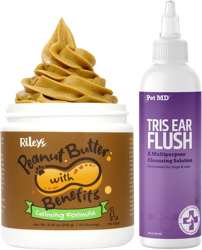 Pet MD Veterinary Tris Ušní flush + Riley 's Calming Burák Máslo pro psy