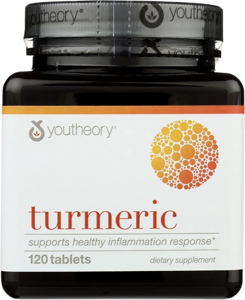 Youtheory Turmeric Advanced Dietní dodatek, Podporuje zdravé záněty reakce, 120 Tablety