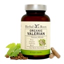 Herbal Roots Pure Organic Valerian Root Capsules - 900 mg - Non- Habit Forming with no Melatonin, Non- GMO - 60 Count Vegan Capsules, Herbal dodatek