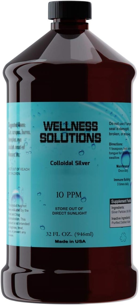 Koloidní stříbro - Wellness Solutions - Vegan - Gluten Free 32 fl. oz