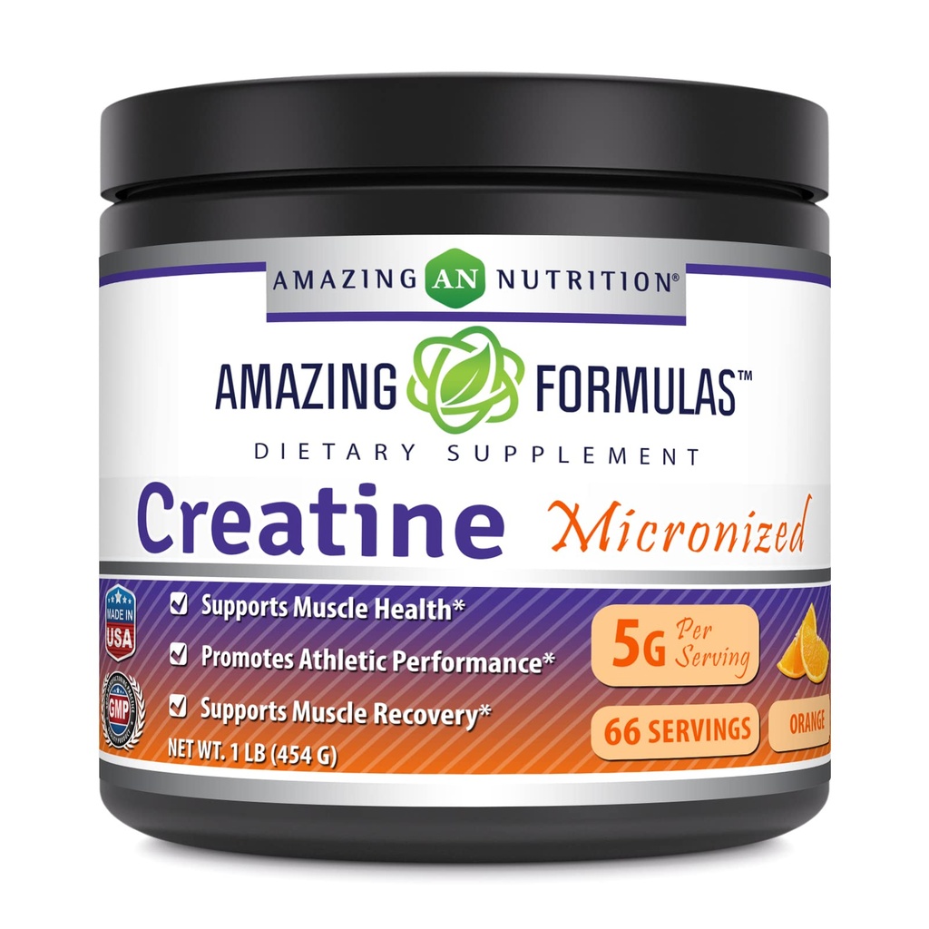 Amazing approvas Micronized Creatin Monohydrát Prášek dodatek 124; 5000 mg per Serving Crop124; Ideální Pre & Post Workout dodatek 124; Made in USA (1 LB, Orange)