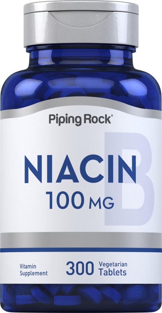 Piping Rock Niacin dodatek pro ženy a muže S124; 100mg S124; 300 tablety S124; Nikotinová kyselina s flushing S124; Vegetariánské, Non- GMO, gluten zdarma