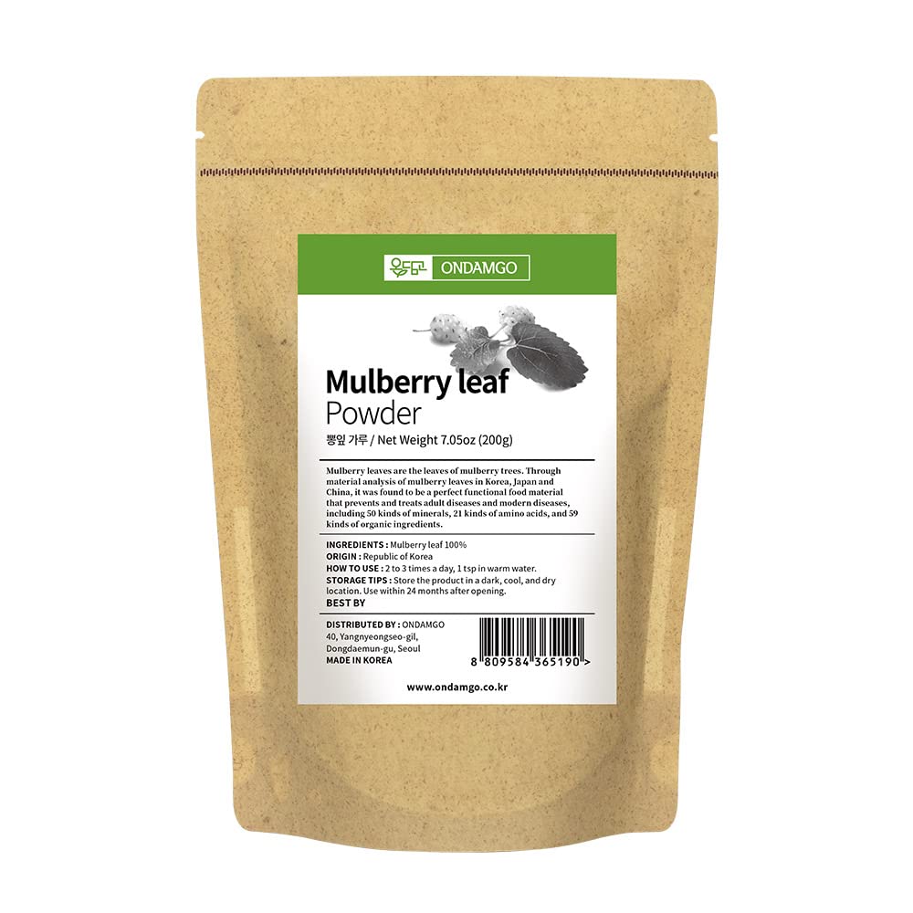 Korejské Mulberry Leaf Powder 200g Herb Super Food Dodatek 7.05 Fl Oz Přírodní vlákna pro Smoothie, Nápoje, Vegan Friendly (Mulberry Leaf Powder)