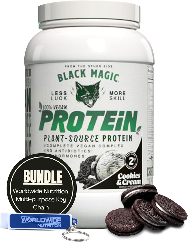 Celosvětová Nutriční pouzdro kompatibilní s Black Magic Multi- Source Protein Powder - Veganské cookies a krém 124; High Protein Powder, Low Carb, Low Sugar Creditor 124; Syrovátka, vejce & Casein Blend - 2 LB s Keychain