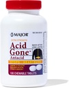 MAJOR Acid Gone Extra Strength Antacide Chewable Tablets - Anti- acid Relief - Acid Reflux Medicine pro dospělé - Upset Stomach, Acid Indigestion, a Heartburn Relief - Long- Lasting - 100 Počet
