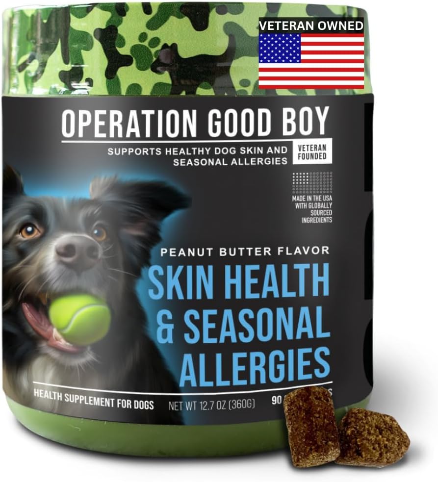 O.G.B. Operace Good Boy - SRE: Kůže / Kabát / Alergie dodatek pro zvířata v zájmovém chovu - 90 Count Soft Chews - 12.7 oz - Made Natural Ingredients - Veterán ve vlastnictví