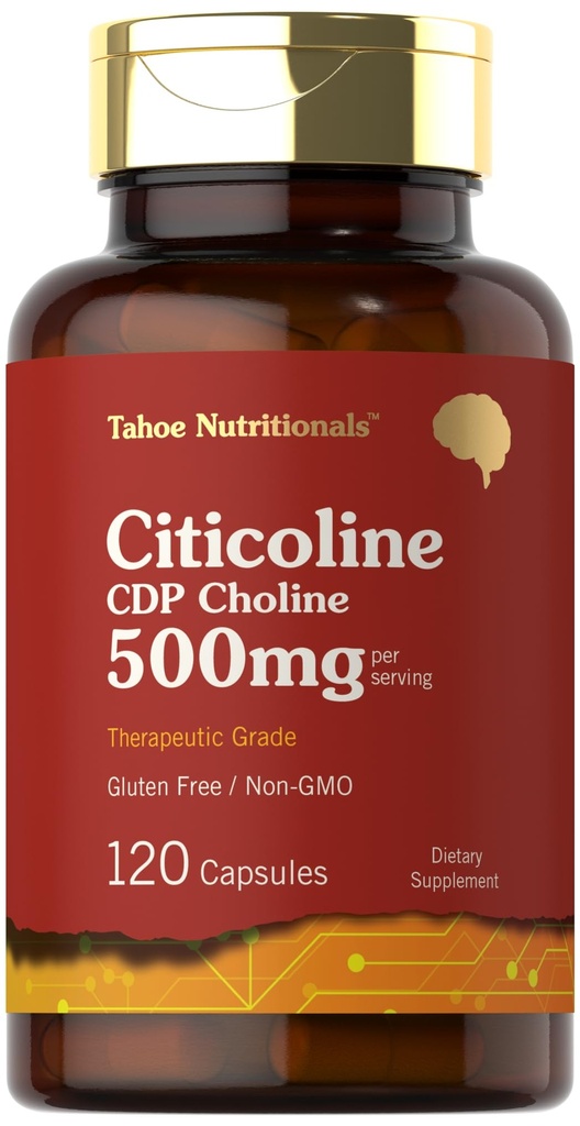 Tahoe Nutritionals Citicoline 500mg PHARMAD 124; 120 Kapsle PHARMAD 124; CDP Cholin doplňky PHARMAL 124; Terapeutické Stupeň Gluten Free, Non- GMO