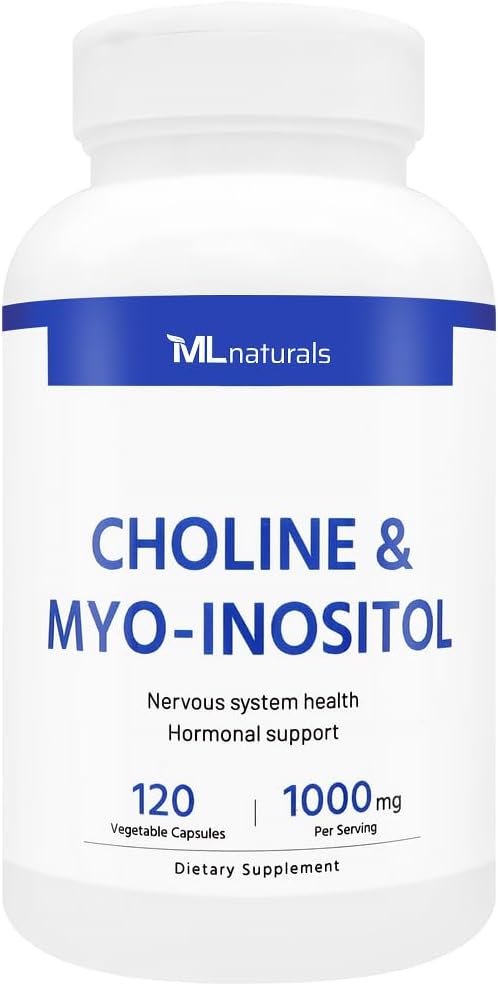 ML Naturals Cholin & Myo- Inositol 120 Zeleninové kapsle, NSF- Certified & cGMP-Compliant