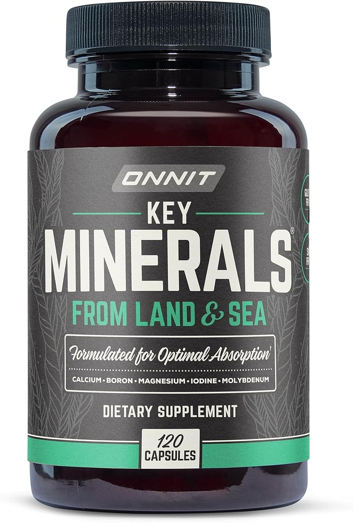 Onnit Key Minerály: vápník, hořčík, molybden, a Jod dodatek (120ct)