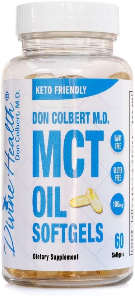 Dr. Colbert, MD MCT Oil Softgels CRO124; od Keto Zone & Divine Health CLO124; 1000mg od Organic Coconuts CLO124; 60 Softgels