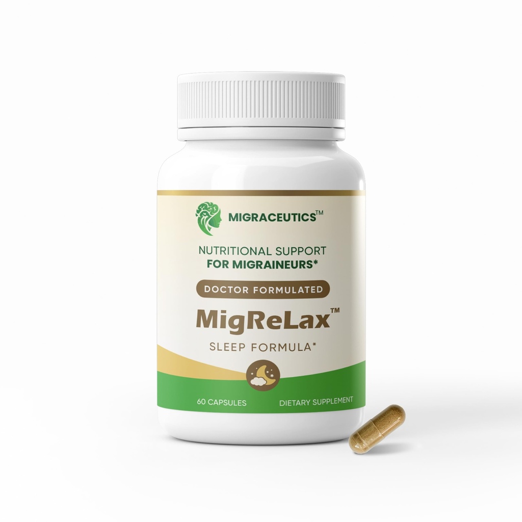 MigReLax - Lékařská náhražka Migréna Relief doplňky - Spánek a relaxační podpora s Valerian, Lemon Balm, Vášeň Květ, Chmel - Migréna Dodatek pro ženy a muže - Migréna Podpora bolesti hlavy
