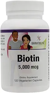BariatricPal Biotin 5000 mcg Snadné polykací tobolky (120ct Lahvička)