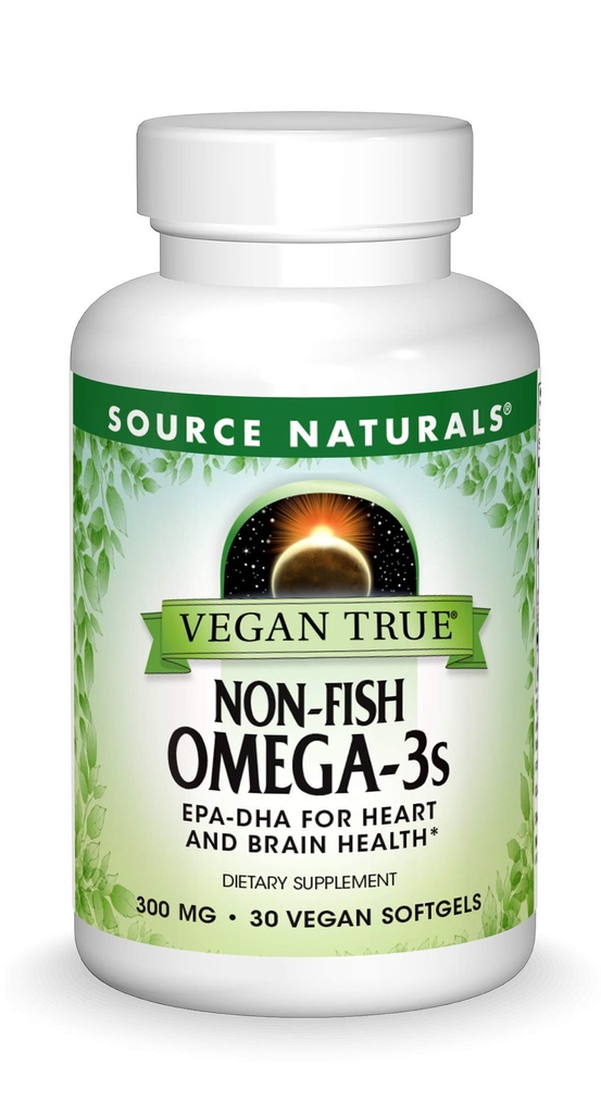 Zdroj Naturals Vegan True, Non- Fish Omega-3s, EPA-DHA podporuje srdce a zdraví mozku *, 300 mg - 30 Vegan Softgels