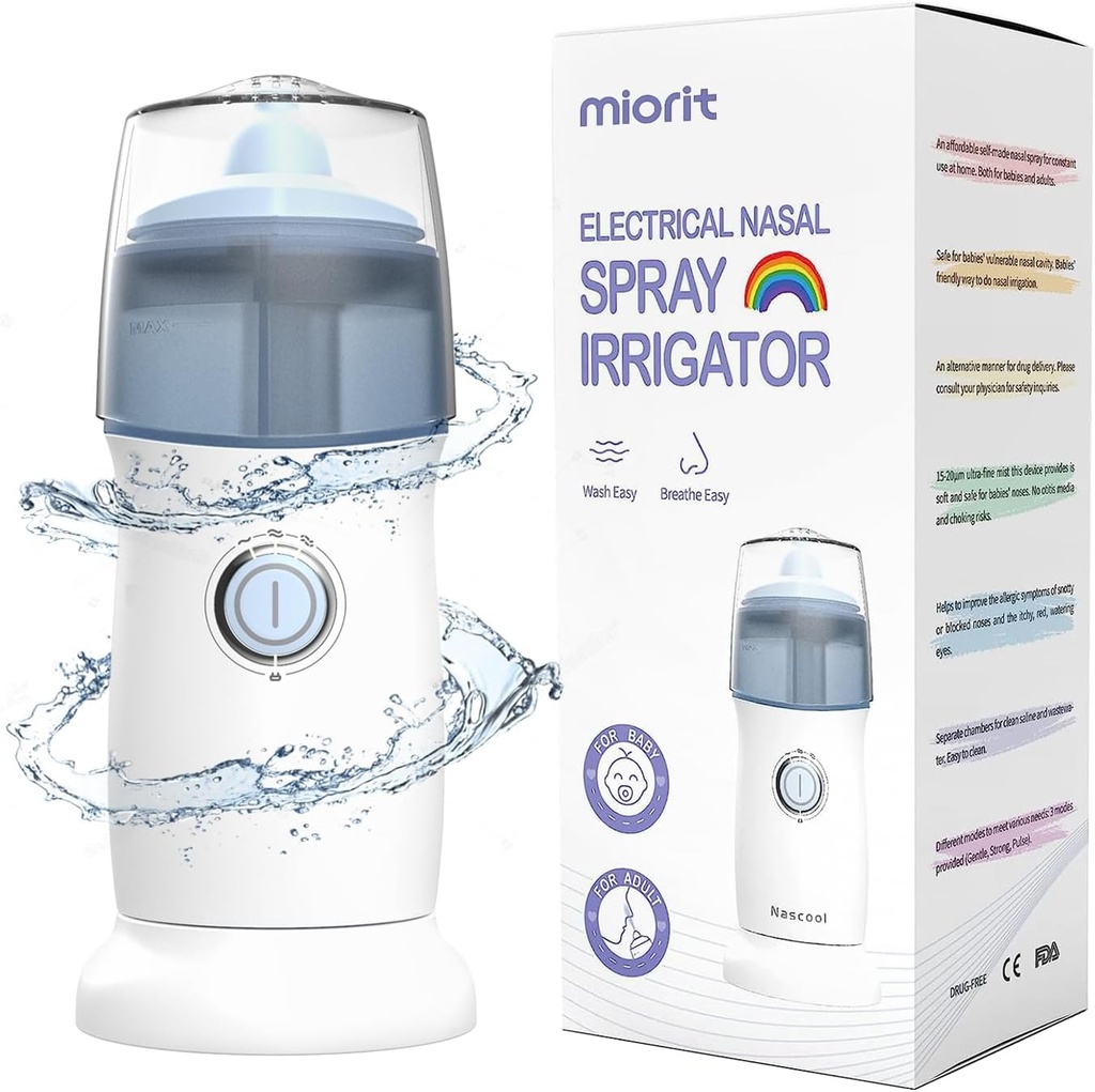 Nazální zavlažovač s Gental Spray - Ultra Fine Mist - Zavlažování pro Sinus Relief - Čistič nosu Aspirator System - Vodotěsný