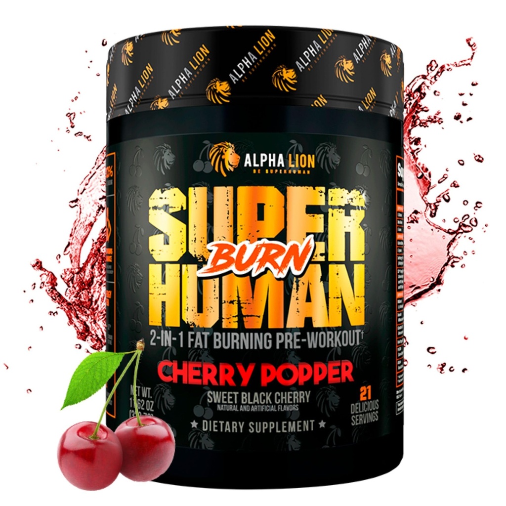 ALPHA LION Superhuman Burn - 2 v 1 Metabolismus Booster Pre Workout a termogenní spalovač tuků pro muže - Suppressant appetite a hubnutí dodatek (21 Serings, Sweet Black Cherry Flavor)
