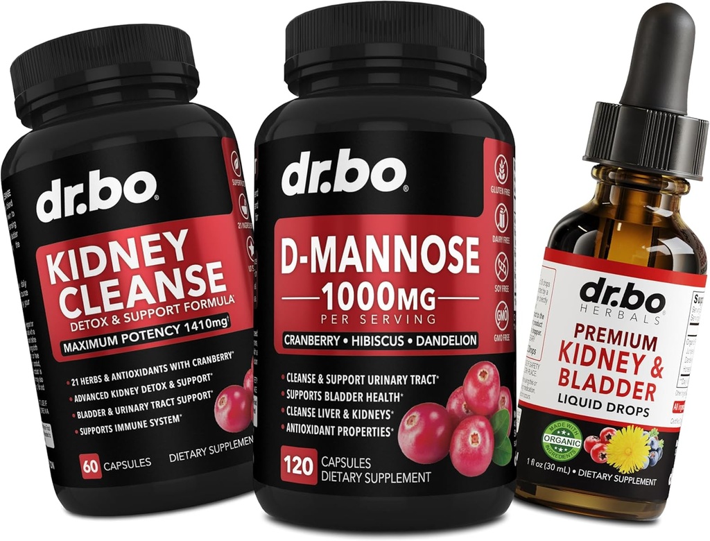 Ledviny Cleanse & D Mannose doplňky - Ledviny Detox & močový měchýř Podpora tekuté kapky dodatek, D-Mannose 500mg 1000mg Kapsle - DMannose Cranberry, Podpora ledvin, močový měchýř & Trakt Zdraví