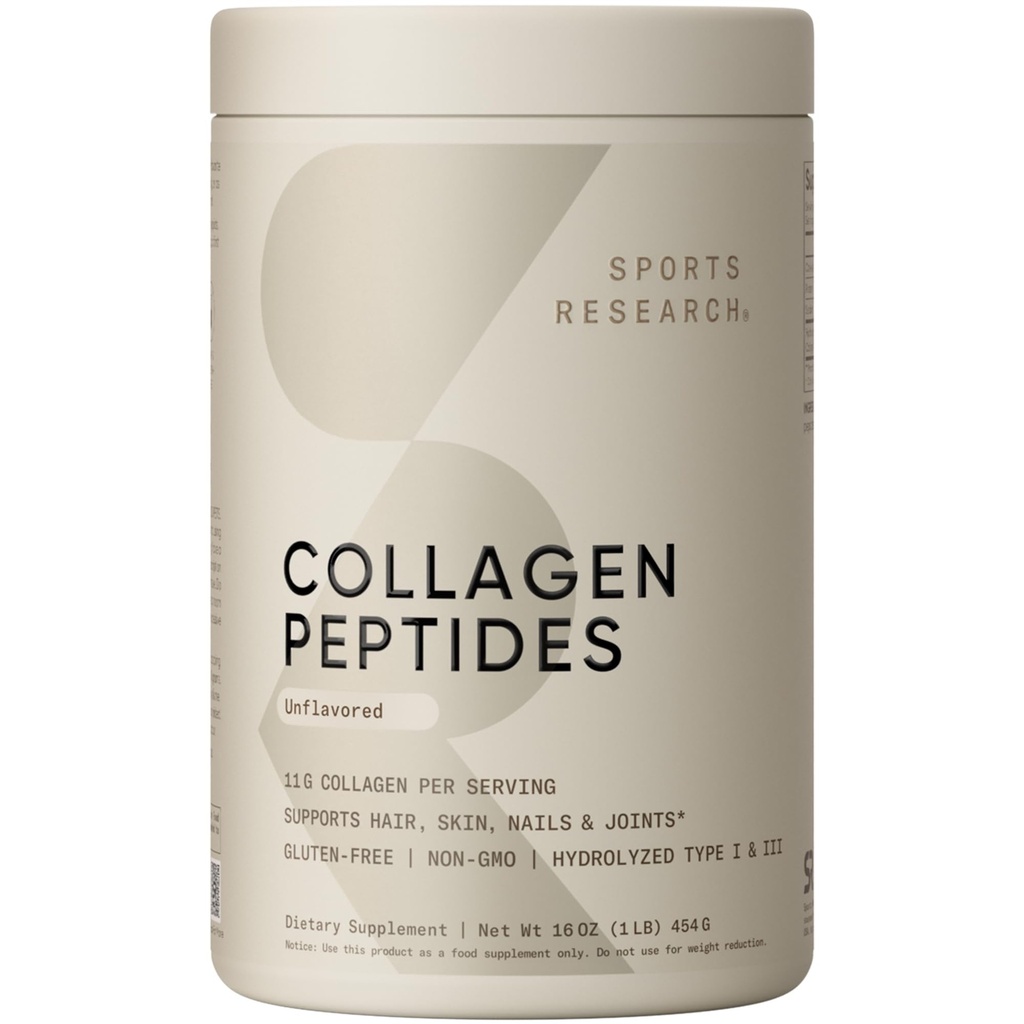 Sportovní výzkum Kolagen Peptidy - Hydrolyzovaný typ 1 & 3 Kolagen Powder Protein Dodatek pro zdravou pleť, hřebíky, & Spojky - Snadná míchání vitální výživu & proteiny, Kolagen pro ženy & Muži