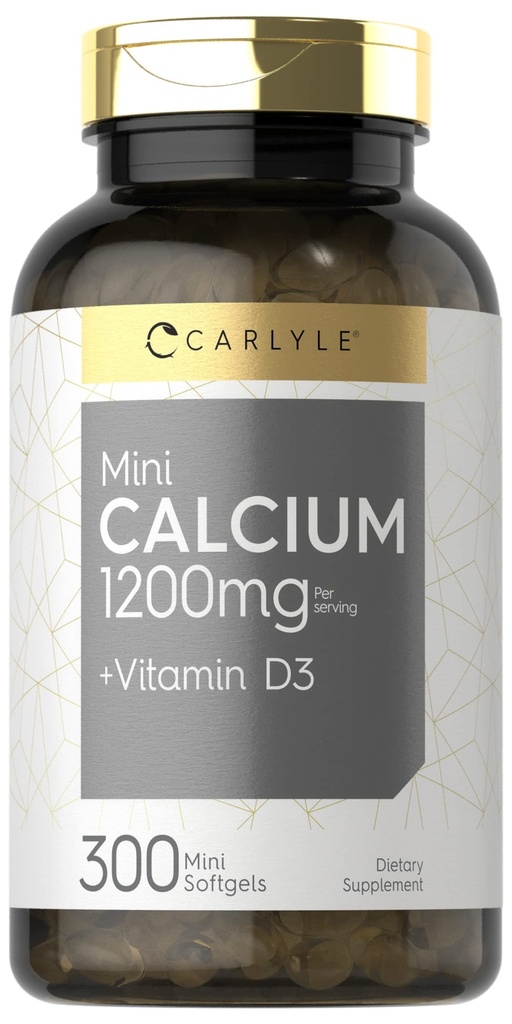 Carlyle Calcium 1200 mg s vitaminem D3 CLAS124; 300 Softgels CLAS124; Non- GMO a gluten zdarma dodatek