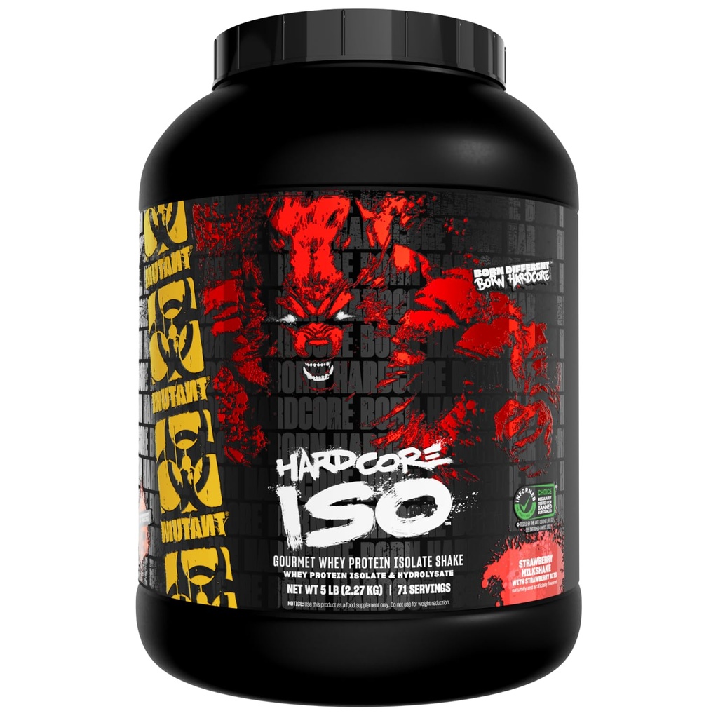 Mutant ISO Surge Syrovátkový protein Isolate Powder Skus rychle pomoci získat, Build Muscle, Bulk a síla, 5 liber - Jahodový mléčný koktejl