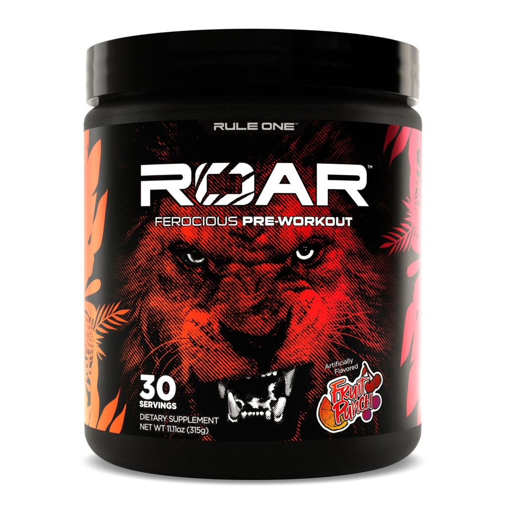 Pravidlo 1 R1 Roar - Předcvičení Powder with Creatine, Beta- Alanin, Citrulline, Electrolytes & Caffeine (30 Služeb, ovocný punč)